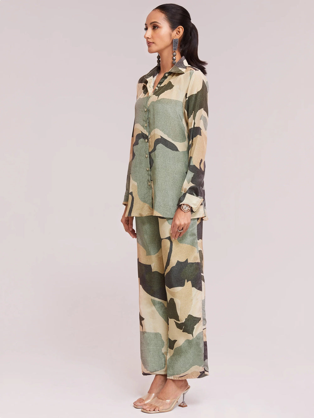Incredible Multi-Color Digital Printed Crepe Office Wear Co-Ord Set