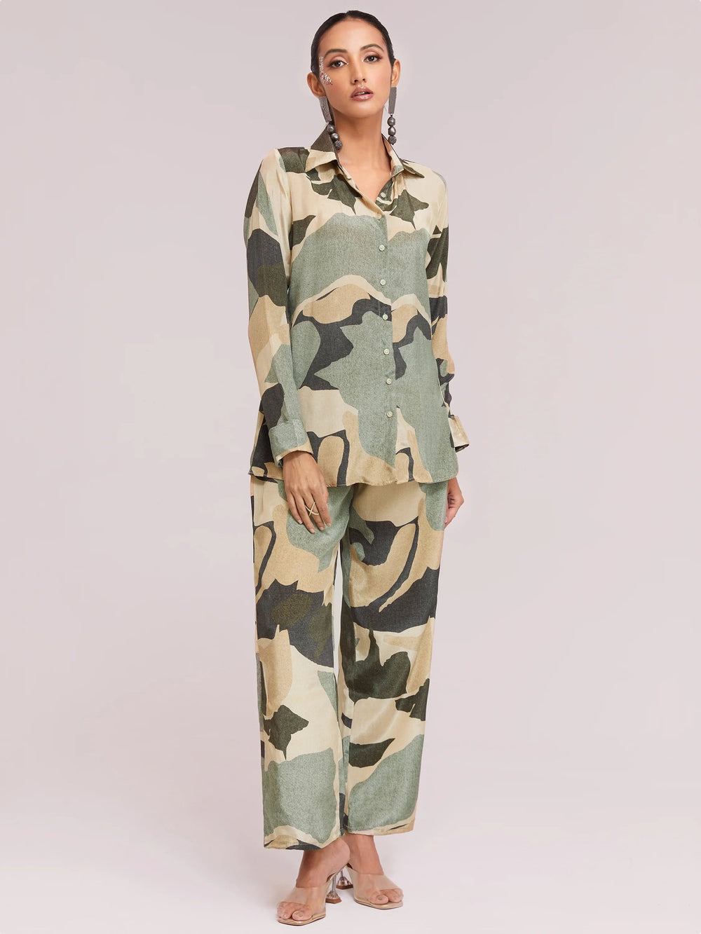 Incredible Multi-Color Digital Printed Crepe Office Wear Co-Ord Set
