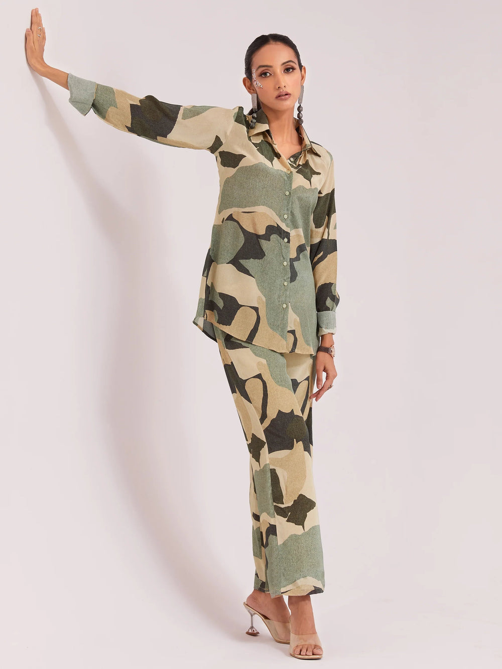 Incredible Multi-Color Digital Printed Crepe Office Wear Co-Ord Set