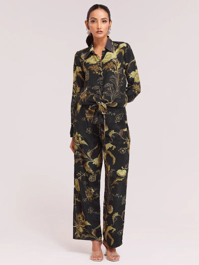 Black Color Digital Printed Crepe Casual Wear Co-Ord Set