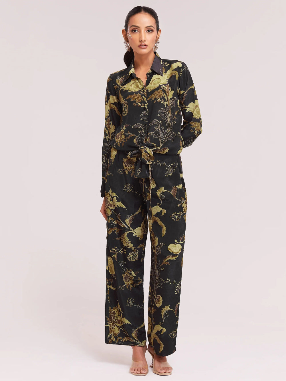Black Color Digital Printed Crepe Casual Wear Co-Ord Set