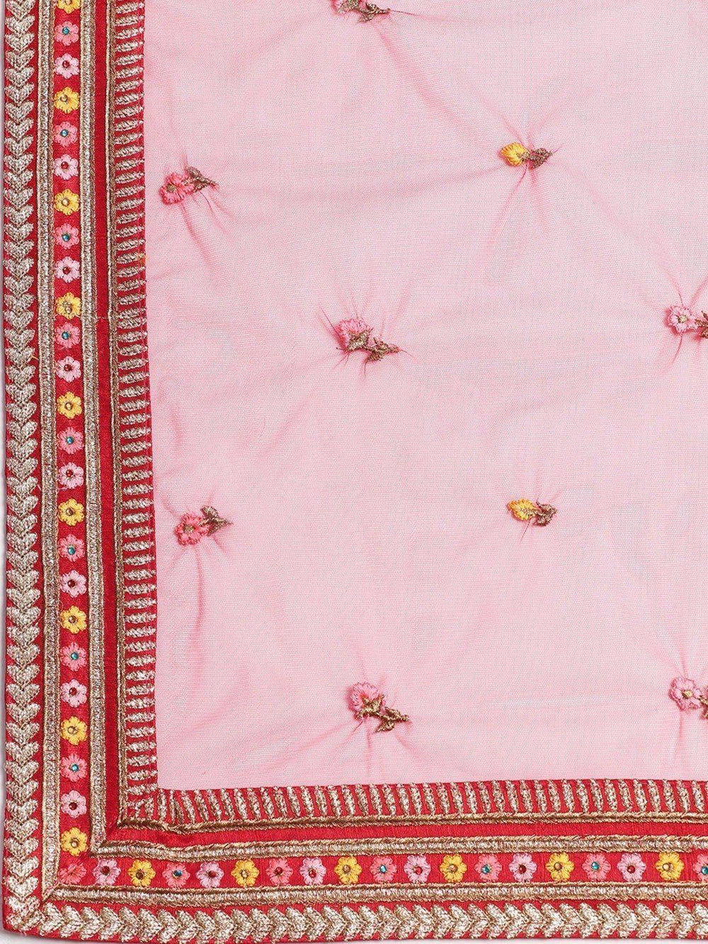 Red & Pink Embroidered Wedding Wear Lehenga Choli with Dupatta