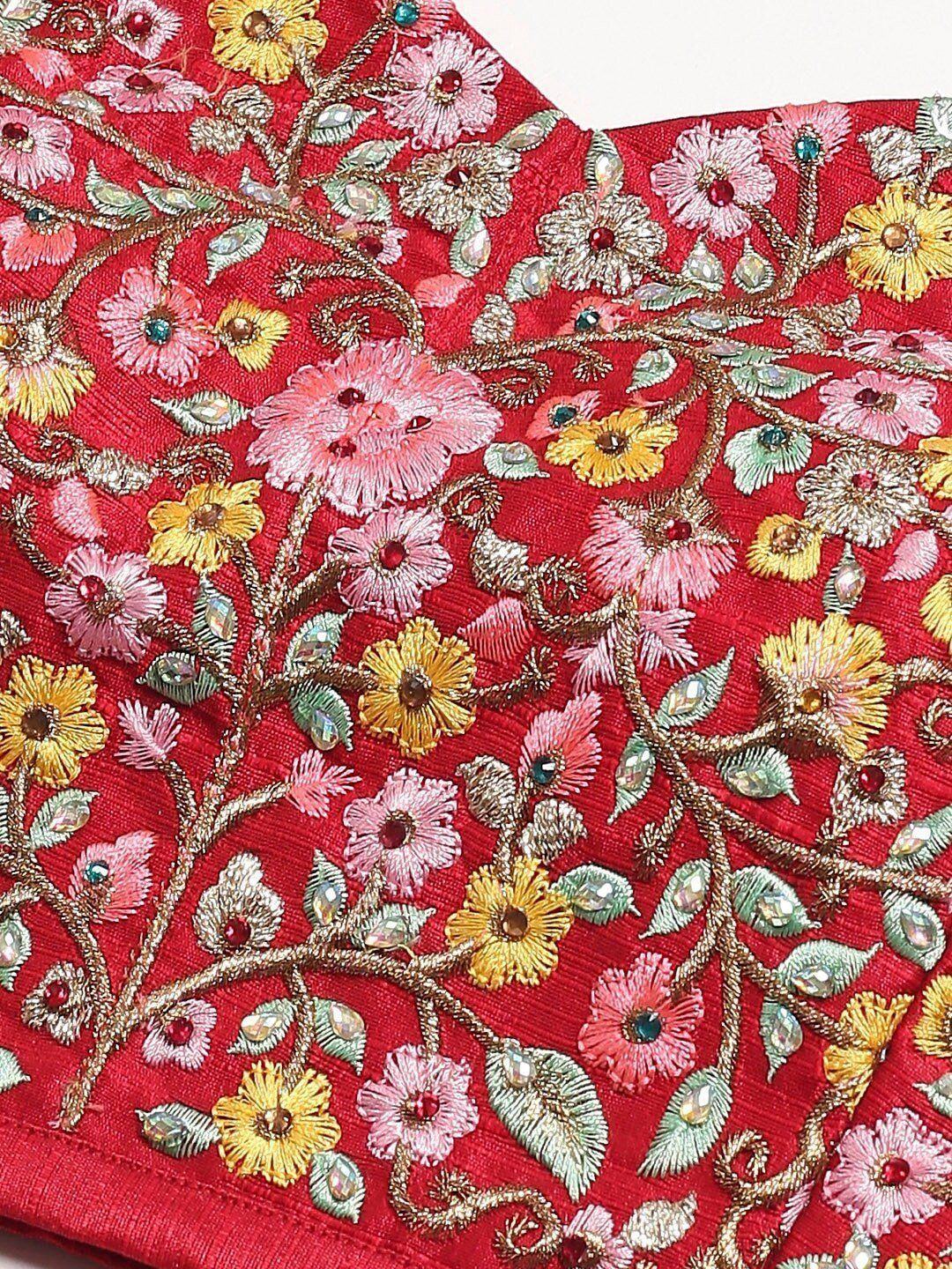 Red & Pink Embroidered Wedding Wear Lehenga Choli with Dupatta