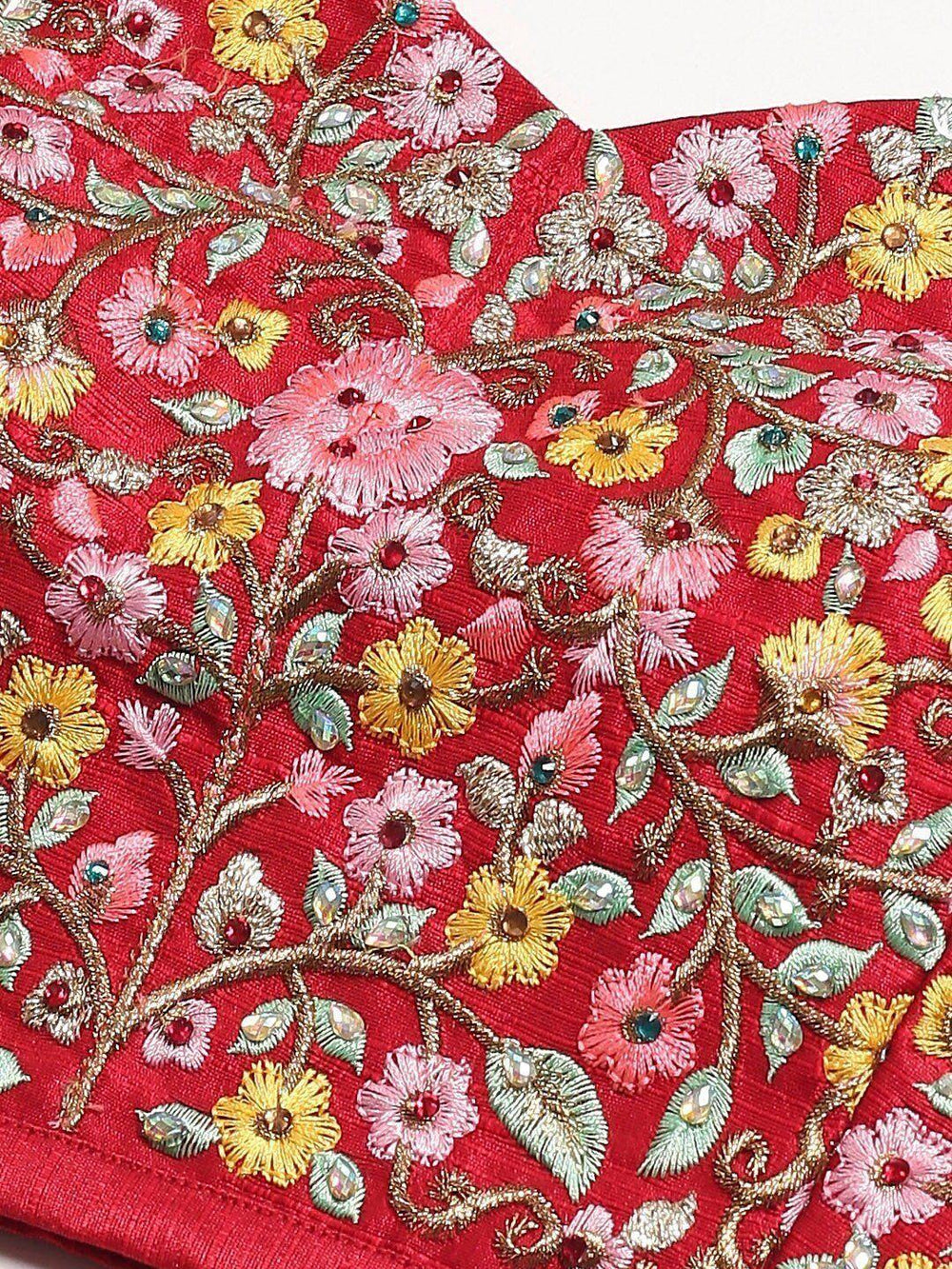 Red & Pink Embroidered Wedding Wear Lehenga Choli with Dupatta