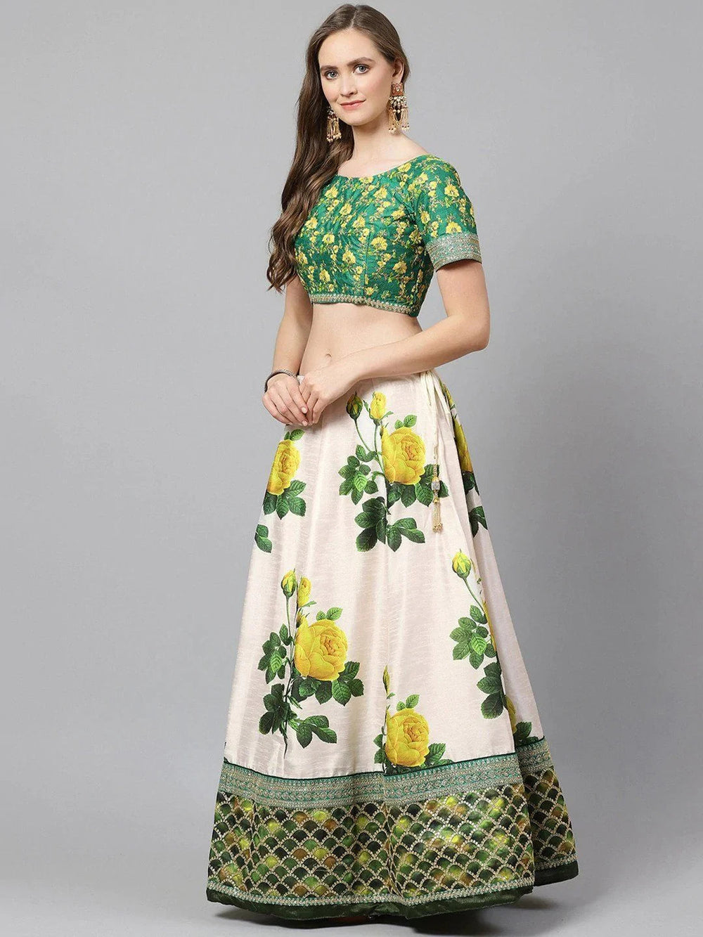 Art silk lehenga choli with embroidery and sequins work for wedding occasions