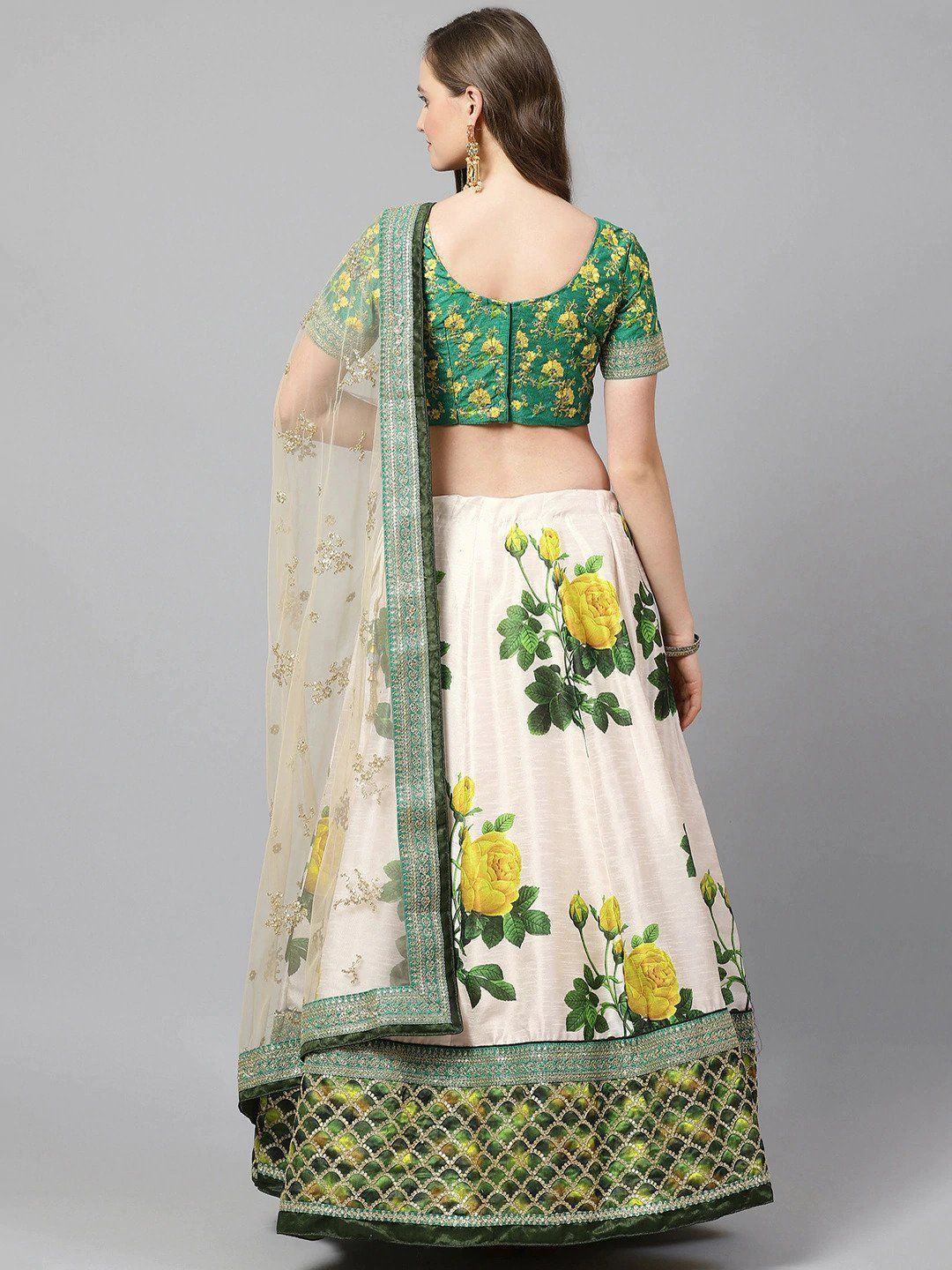 Art silk lehenga choli with embroidery and sequins work for wedding occasions