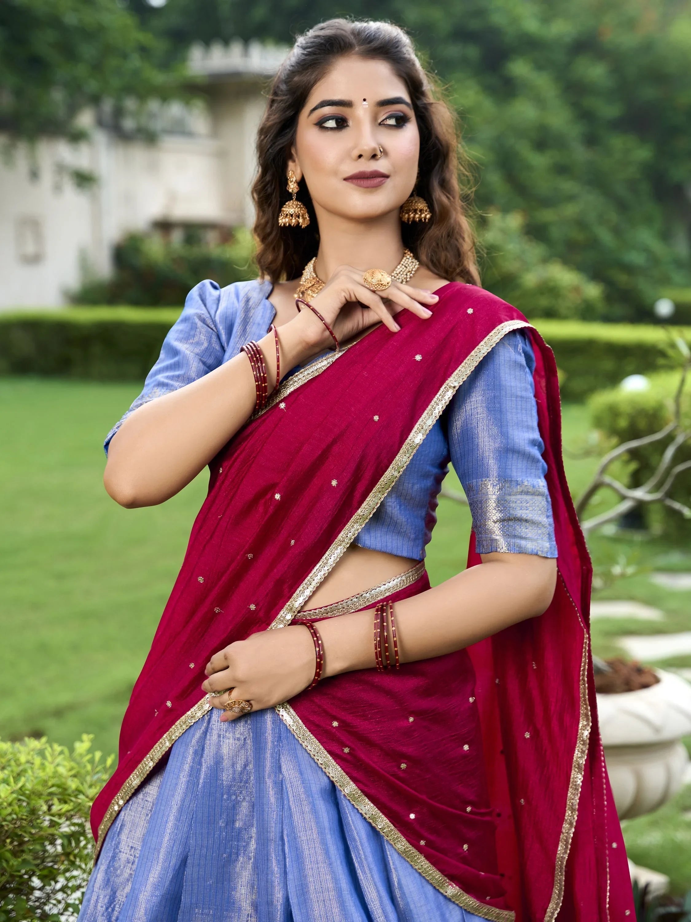Royal Blue Silk Zari Weaving Event Wear Lehenga Choli for Women