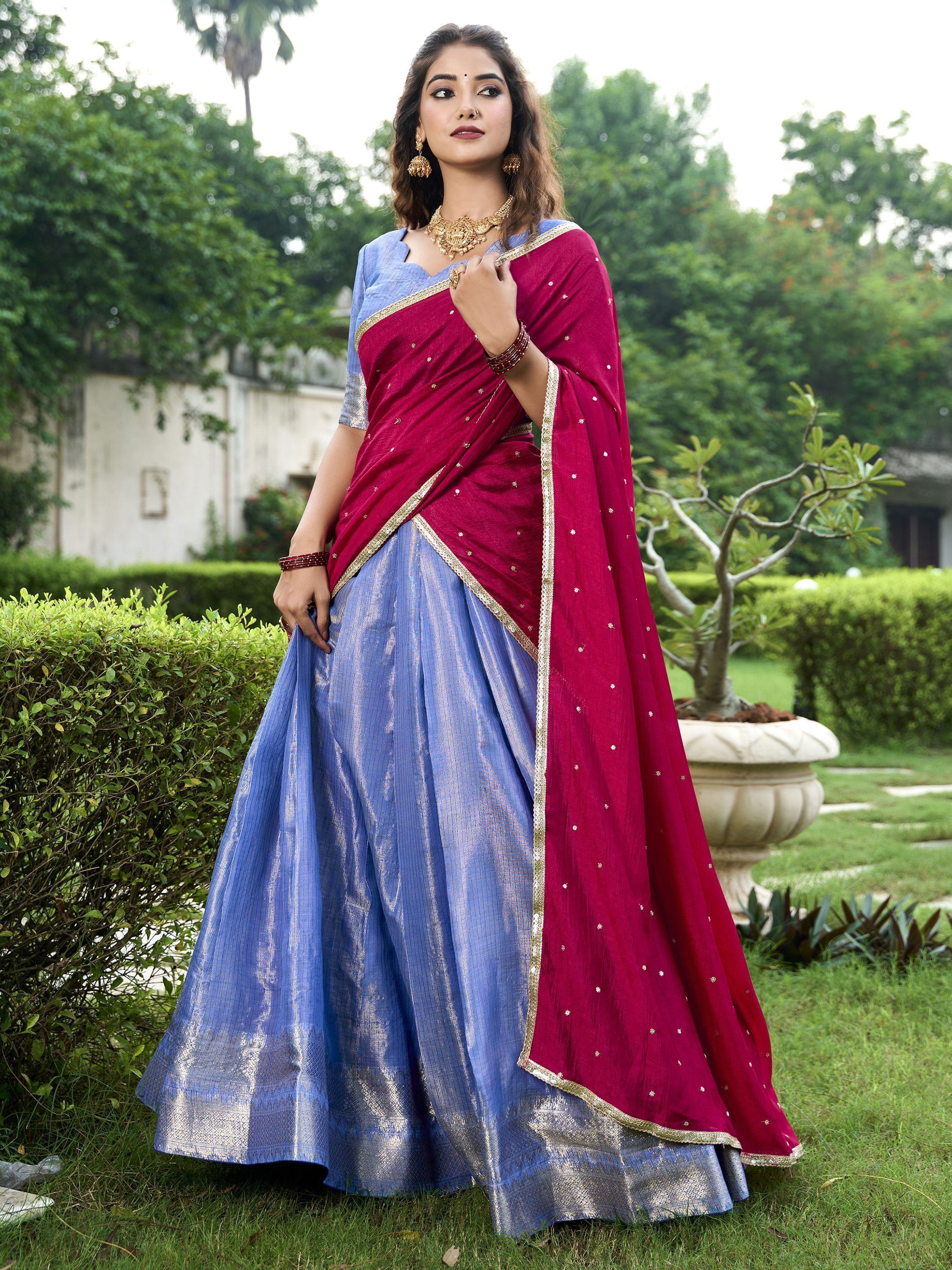 Royal Blue Silk Zari Weaving Event Wear Lehenga Choli for Women