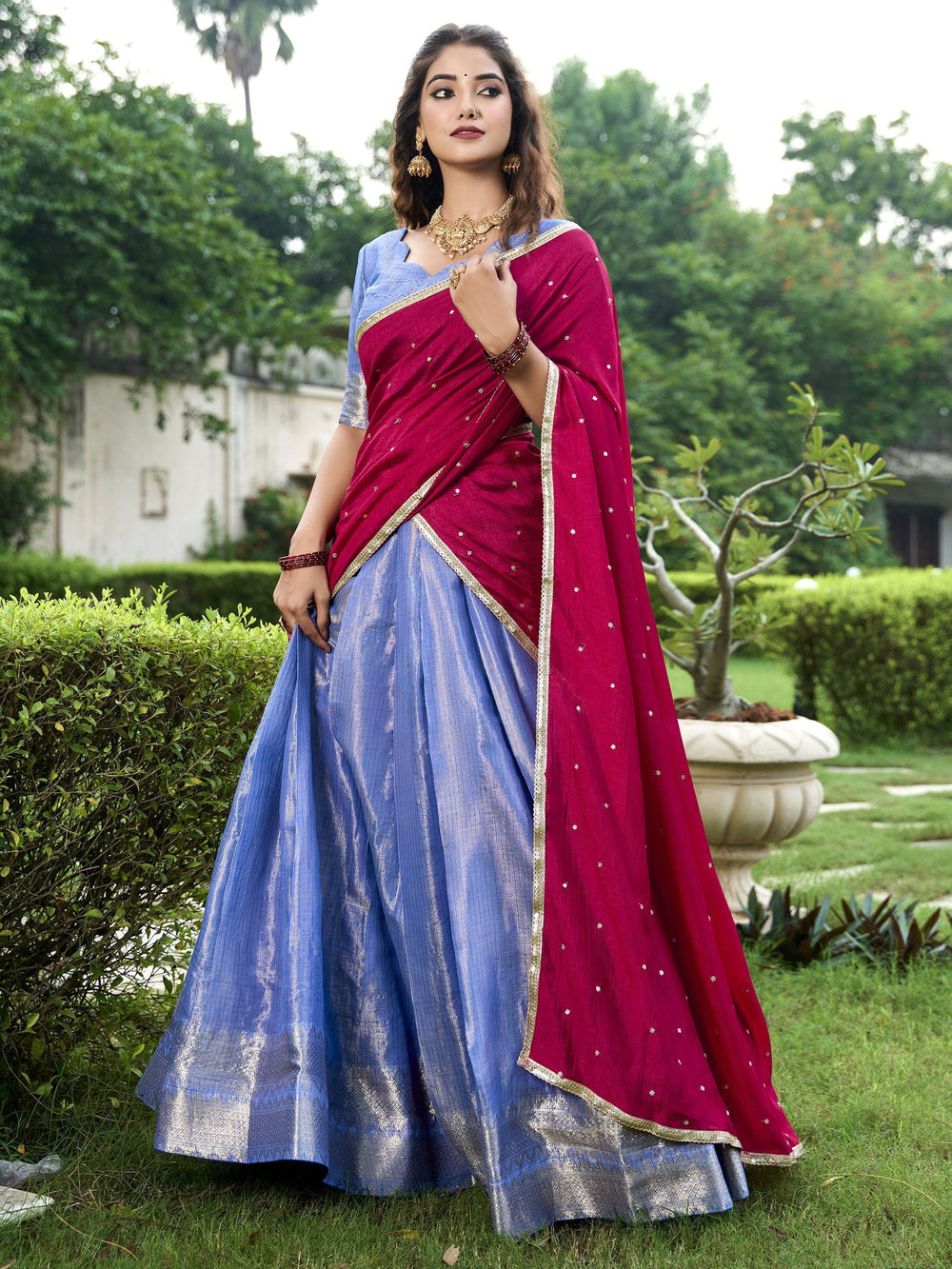 Royal Blue Silk Zari Weaving Event Wear Lehenga Choli for Women