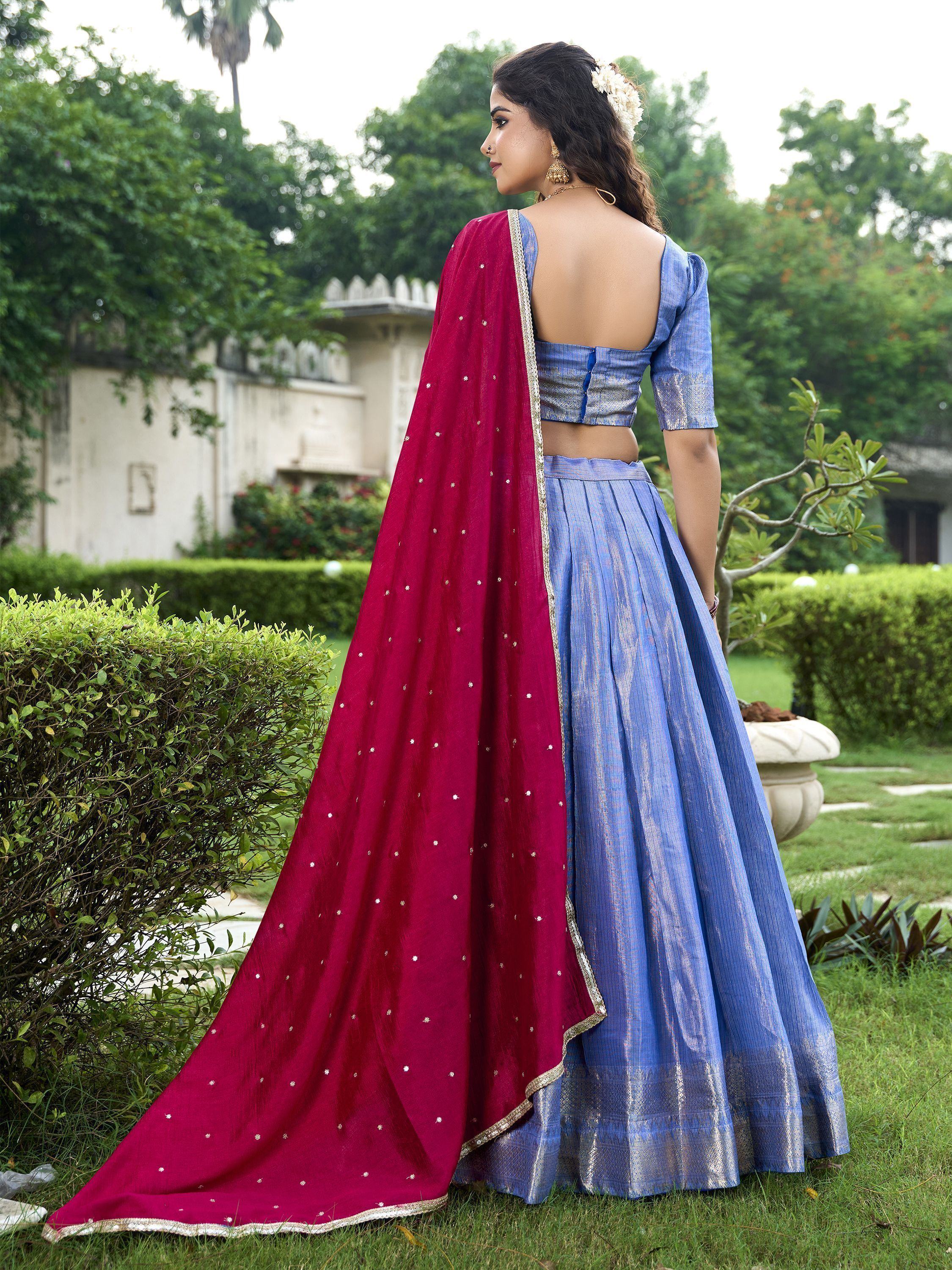 Royal Blue Silk Zari Weaving Event Wear Lehenga Choli for Women