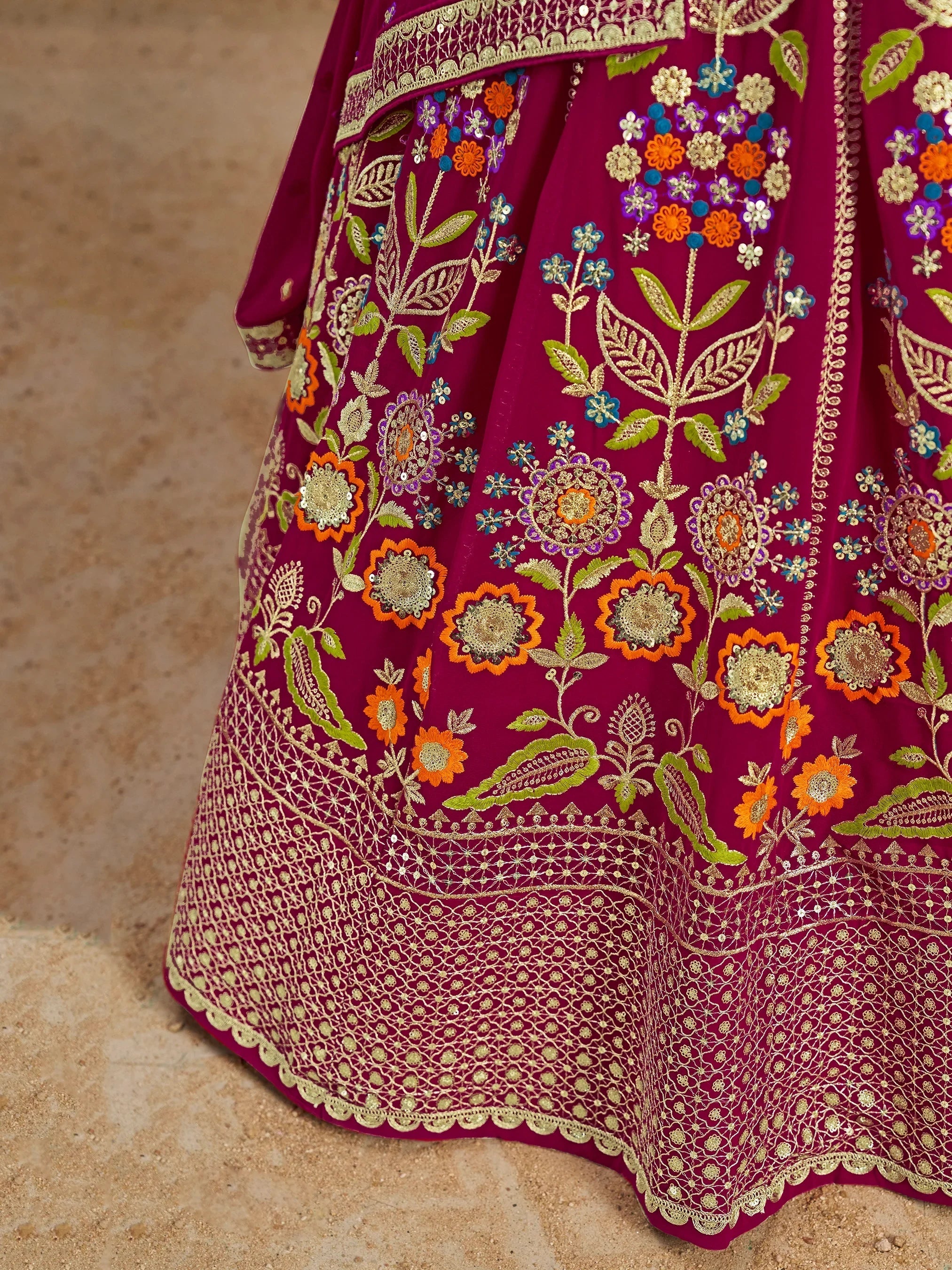 Sequins georgette lehenga choli with dupatta for wedding and mehendi ceremony