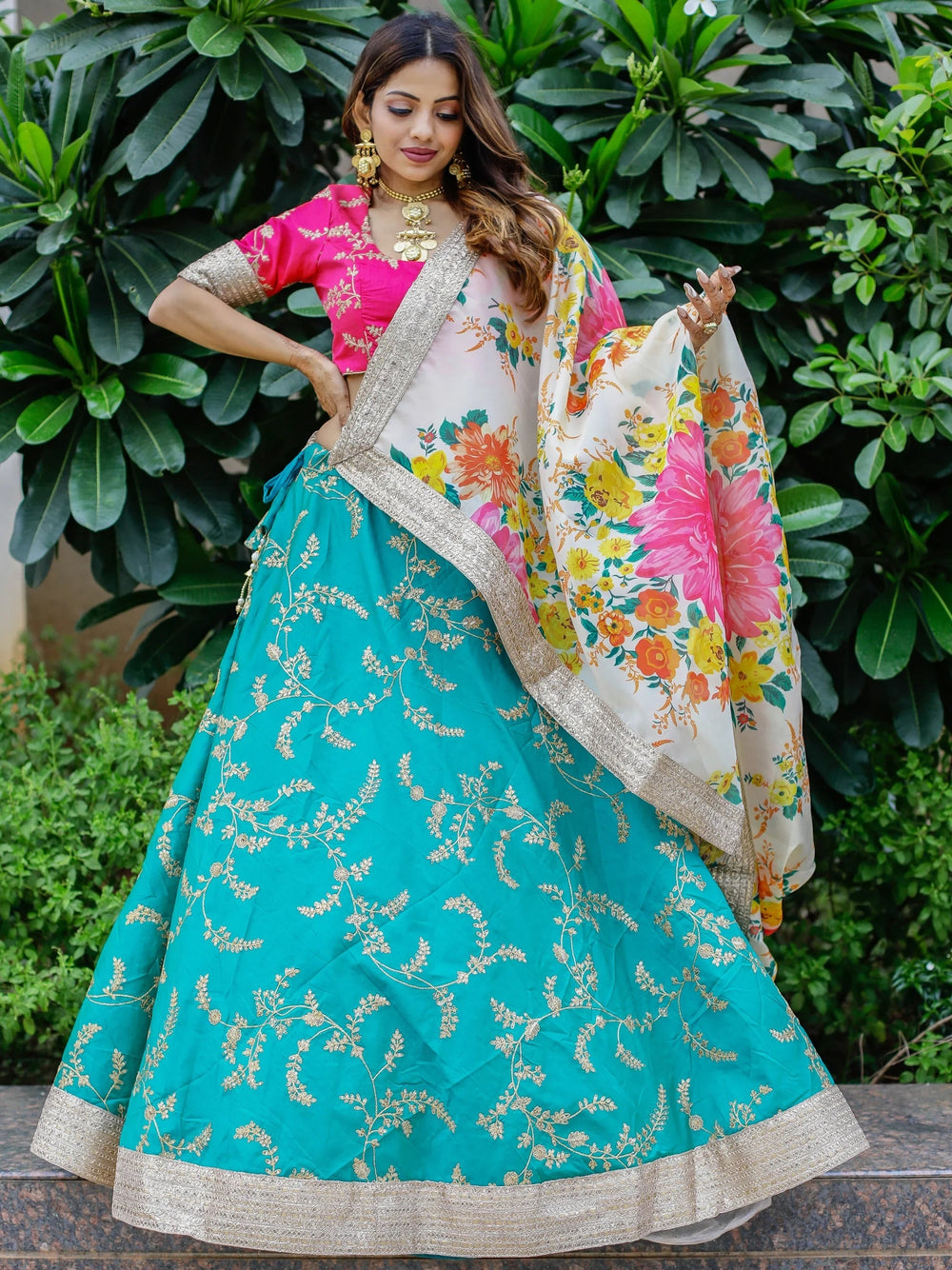 Green Sequins Work Art Silk Sangeet Lehenga Choli for Women