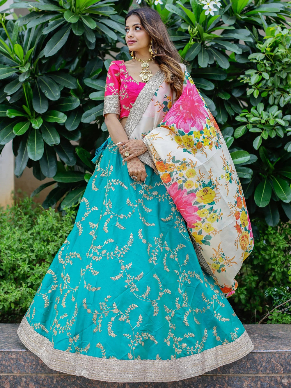 Green Sequins Work Art Silk Sangeet Lehenga Choli for Women