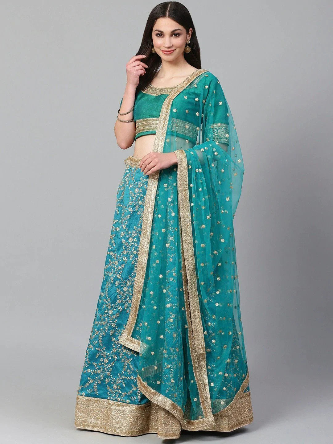 Art silk lehenga choli with embroidery sequin zari work for wedding and party wear