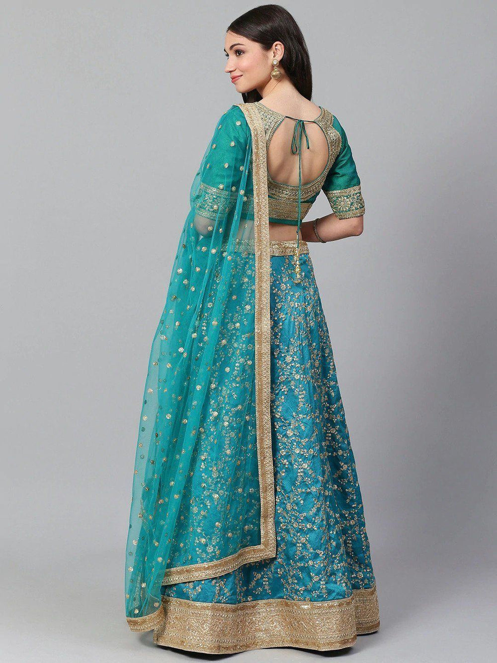 Art silk lehenga choli with embroidery sequin zari work for wedding and party wear
