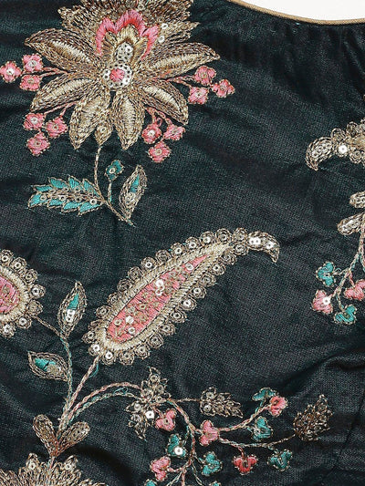 Taffeta lehenga choli with sequins embroidery and zari work for wedding occasions