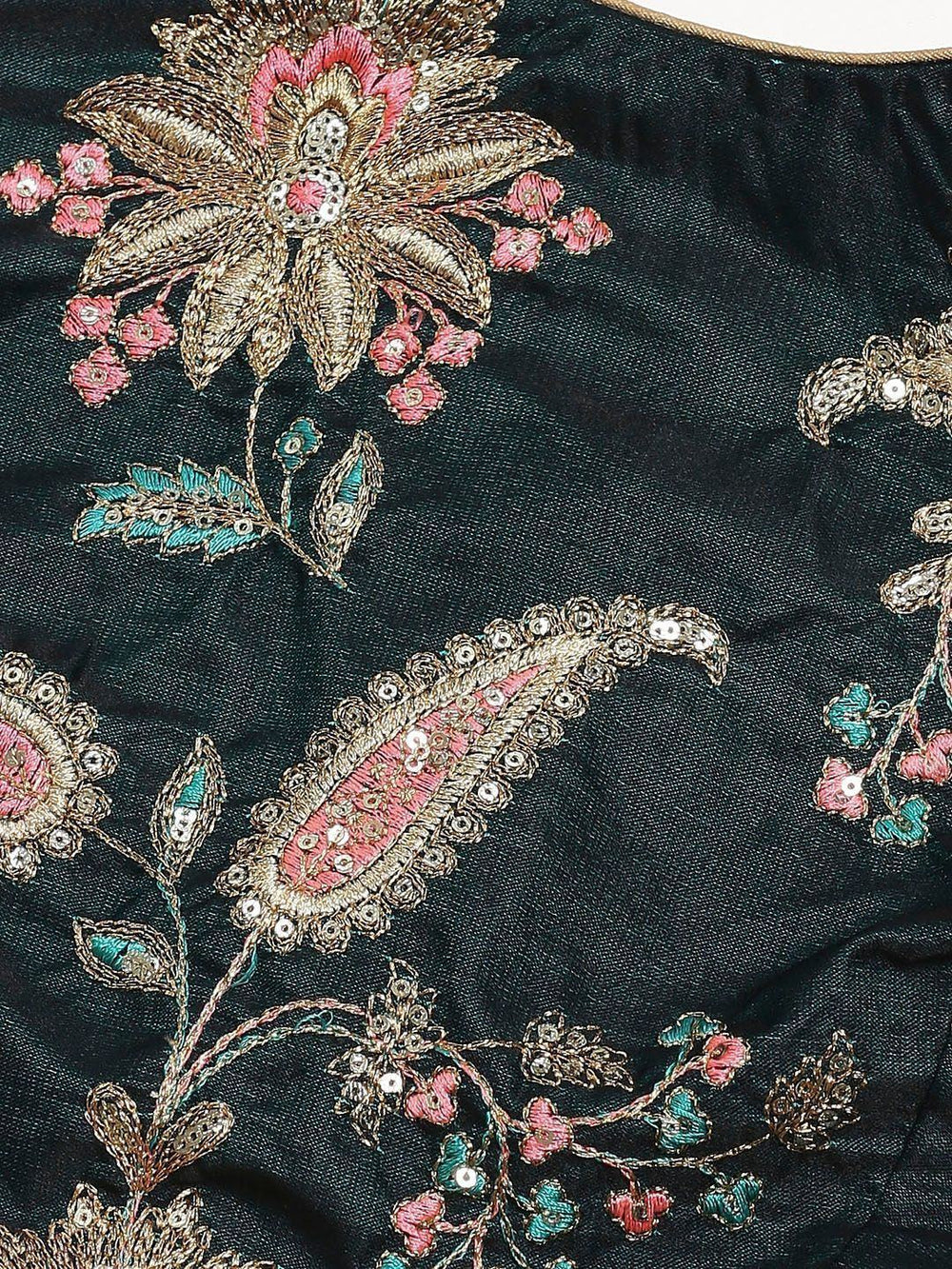Taffeta lehenga choli with sequins embroidery and zari work for wedding occasions