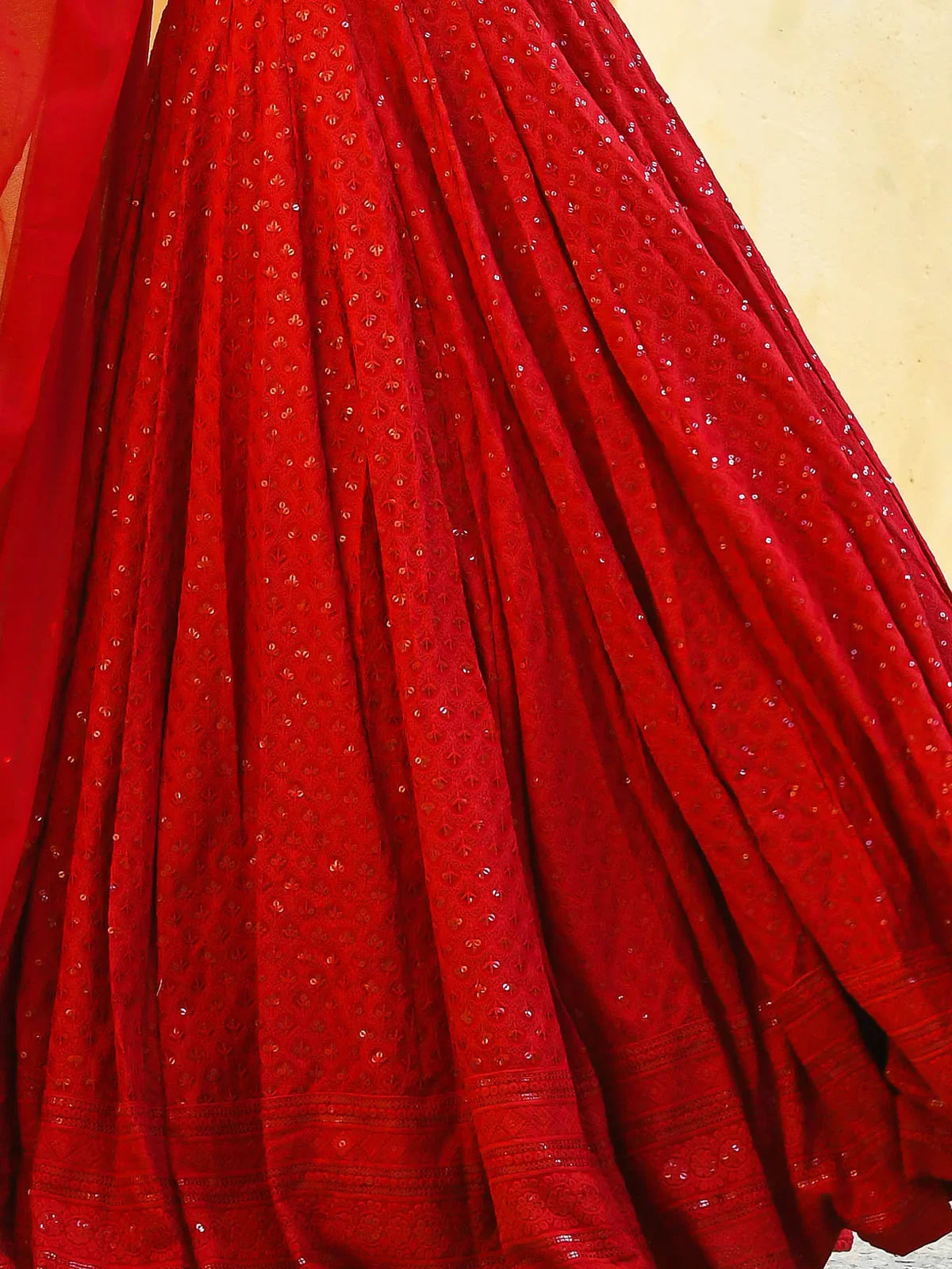 Sequins georgette lehenga choli with thread embroidery for wedding and sangeet occasions