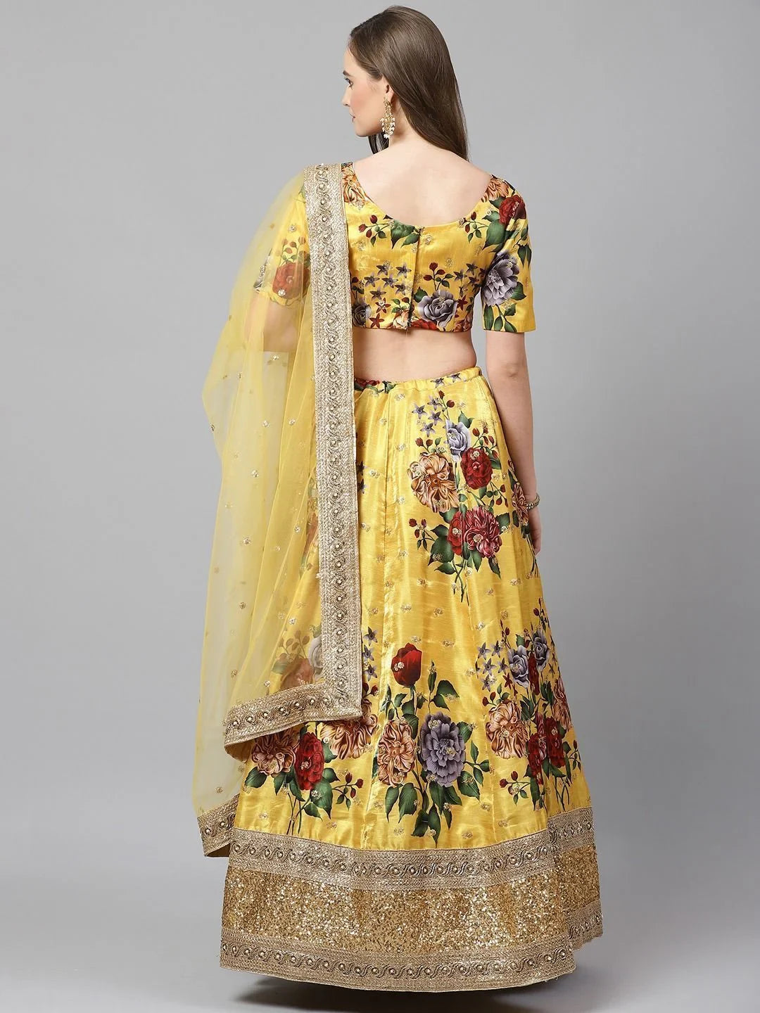 digital printed silk lehenga choli with dupatta for wedding and engagement wear